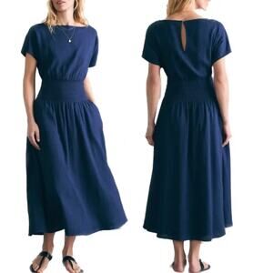 FAHERTY Coast To Coast Midi Dress In Navy sz XS 100% Cotton